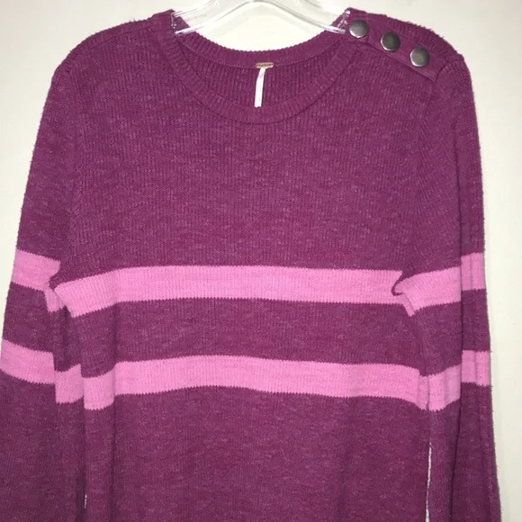 Free People On Your Team Sweater Dress Pink Size XS Balloon Sleeve Stretch Knit - Picture 5 of 11